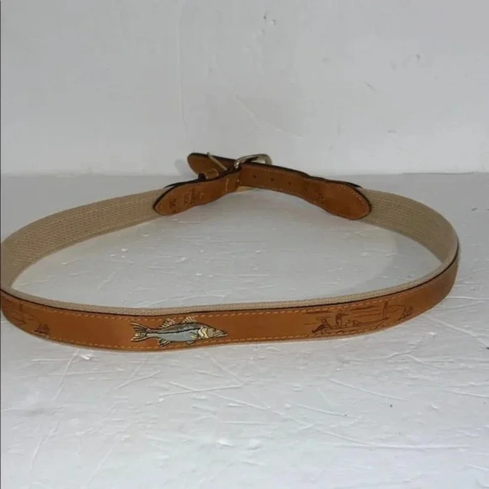 ZEP-PRO Embroidered Nubuck Fishing Scene Outdoor Wildlife Belt Size‎ 36